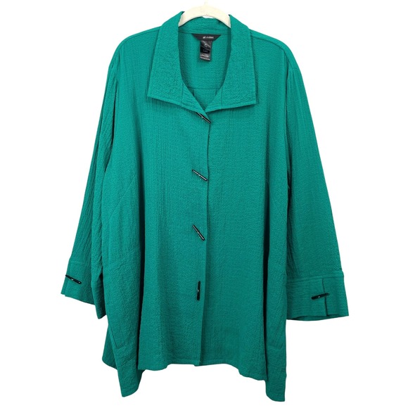 Ali Miles Tops - Ali Miles textured button up shirt‎ blouse Size 2X green artsy boho lagenlook
